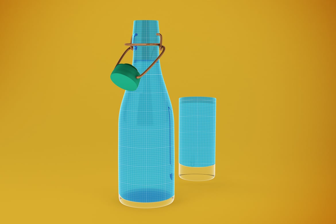 纯净水玻璃瓶包装样机 Glass Water Bottle Mockup