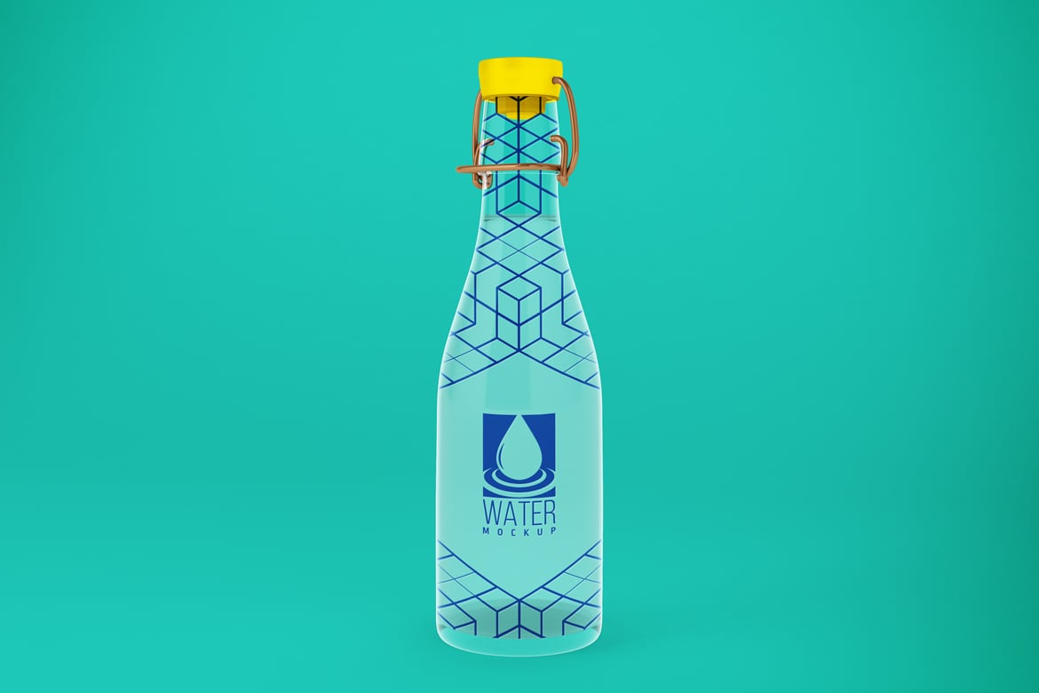 %title插图%num 纯净水玻璃瓶包装样机 Glass Water Bottle Mockup