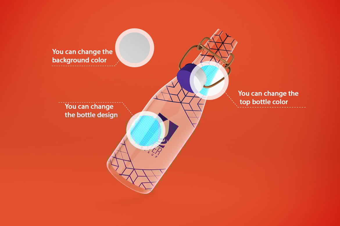 纯净水玻璃瓶包装样机 Glass Water Bottle Mockup