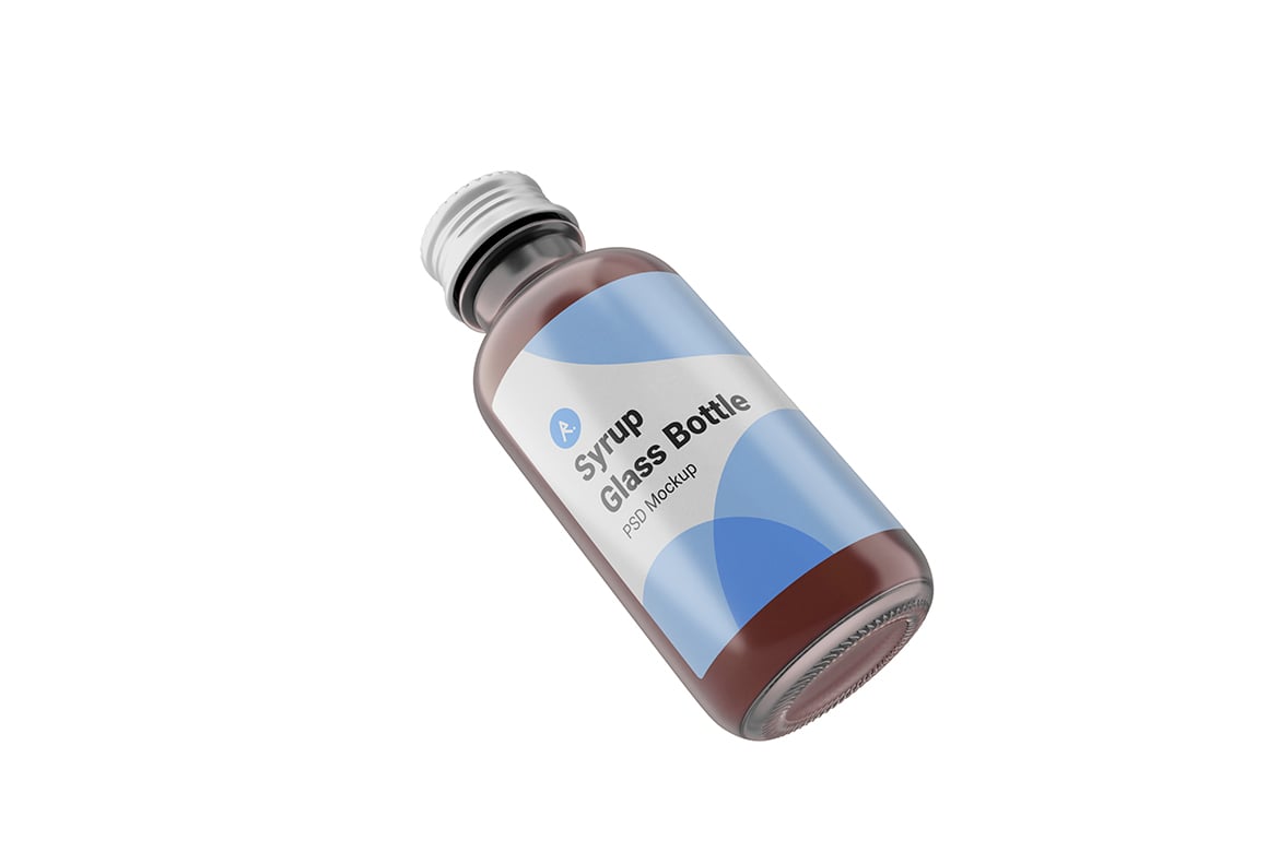 糖浆玻璃瓶场景展示样机 Syrup Glass Bottle Scene Mockup