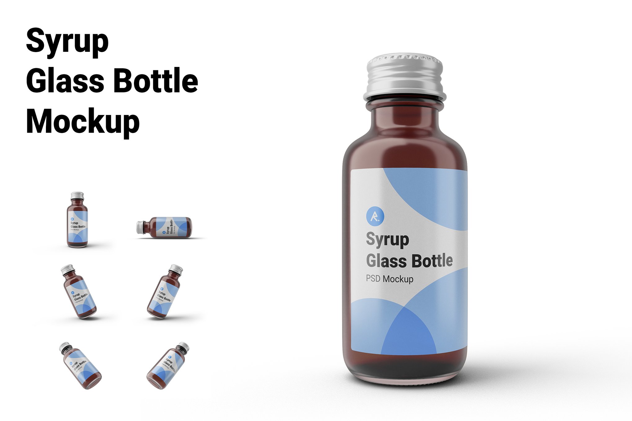 糖浆玻璃瓶场景展示样机 Syrup Glass Bottle Scene Mockup