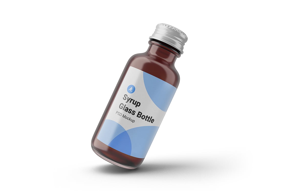 糖浆玻璃瓶场景展示样机 Syrup Glass Bottle Scene Mockup