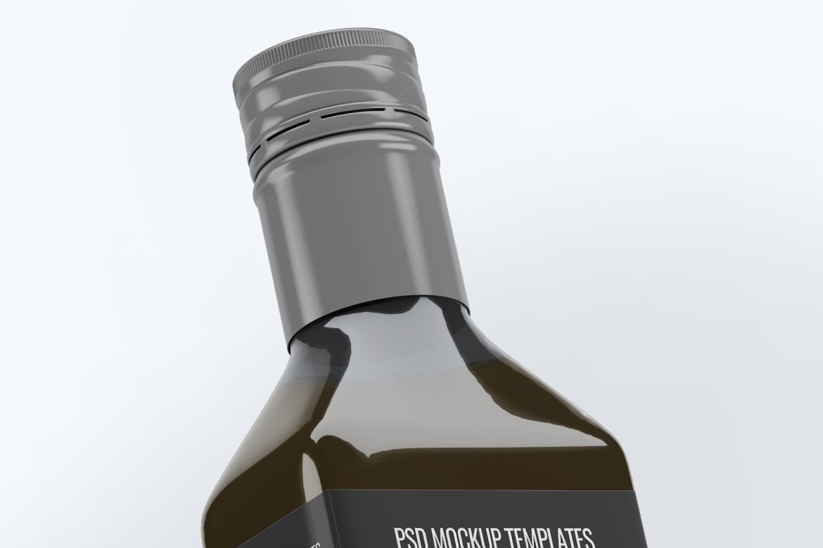 方形玻璃瓶容器设计样机 Square Glass Bottle Mockup