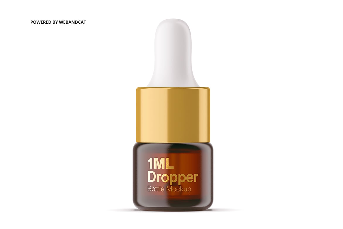 1ml琥珀色滴管瓶包装样机 1ml Amber Dropper Bottle Mockup