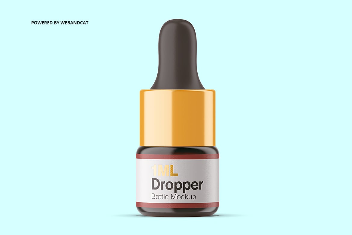 1ml琥珀色滴管瓶包装样机 1ml Amber Dropper Bottle Mockup