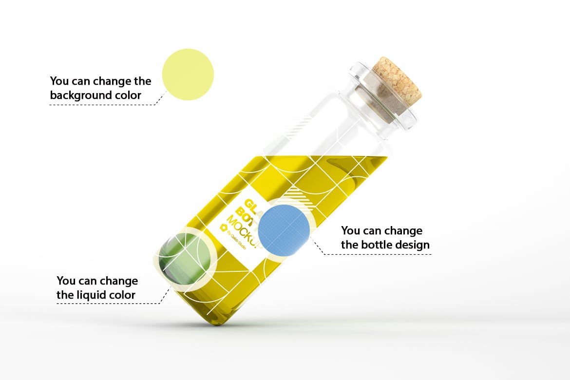 饮料玻璃瓶创意设计样机 Drink Glass Bottle Mockup