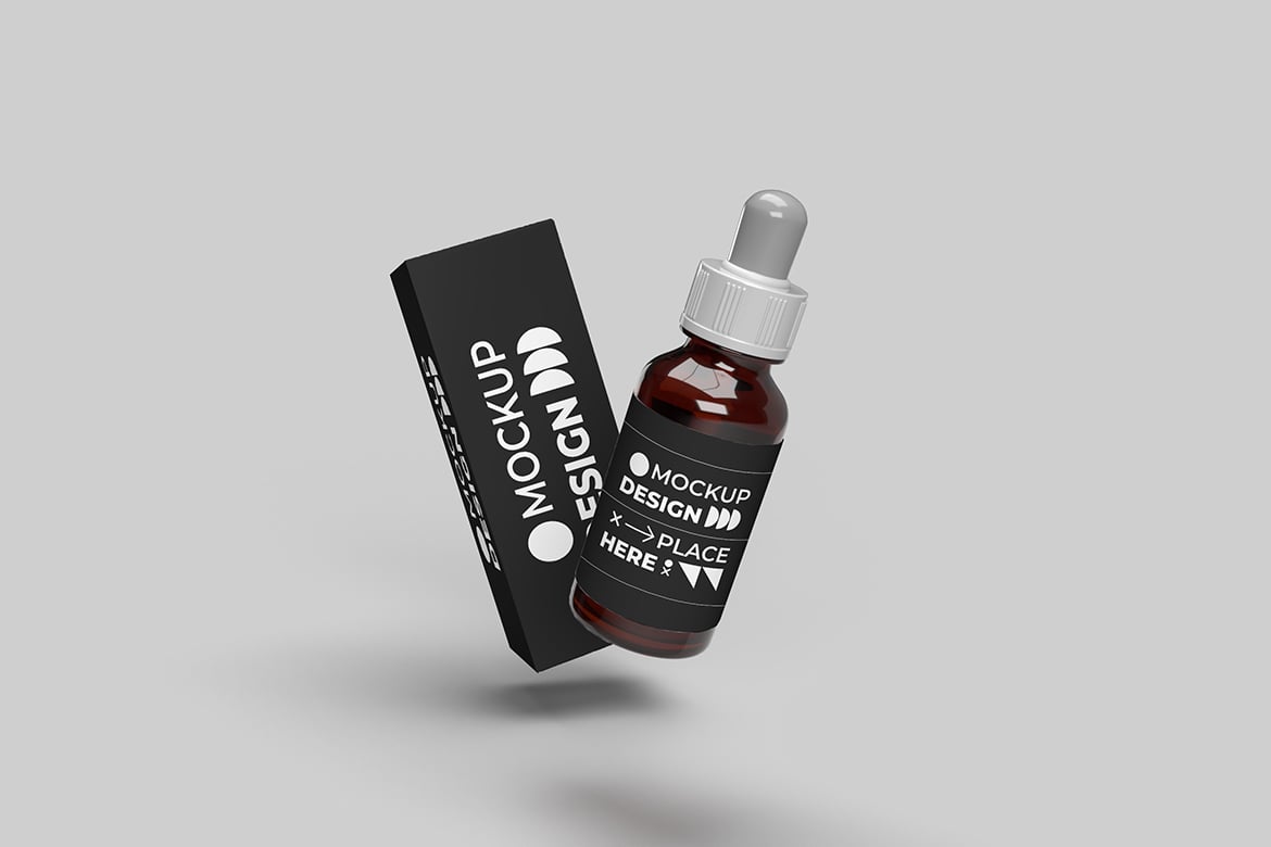 化妆品滴管瓶设计样机 Cosmetic Dropper Bottle Mockup