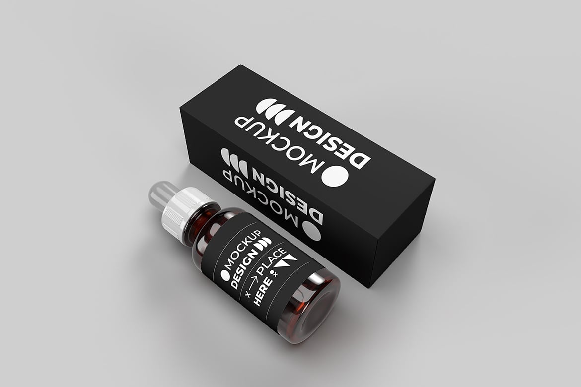 化妆品滴管瓶设计样机 Cosmetic Dropper Bottle Mockup