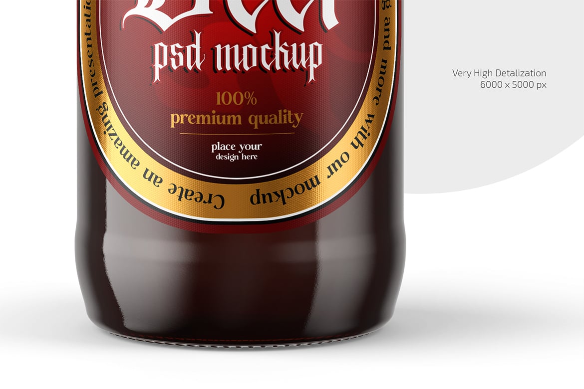 琥珀色啤酒瓶组合展示样机 Amber Glass Beer Bottle Mockup Set