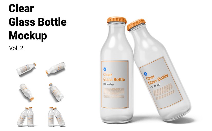 透明玻璃瓶第二版场景样机 Clear Glass Bottle Vol.2 Scene Mockup