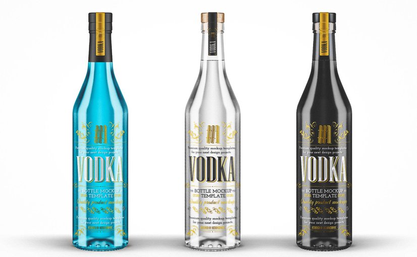 伏特加酒瓶包装设计样机 Vodka Bottle Mockup
