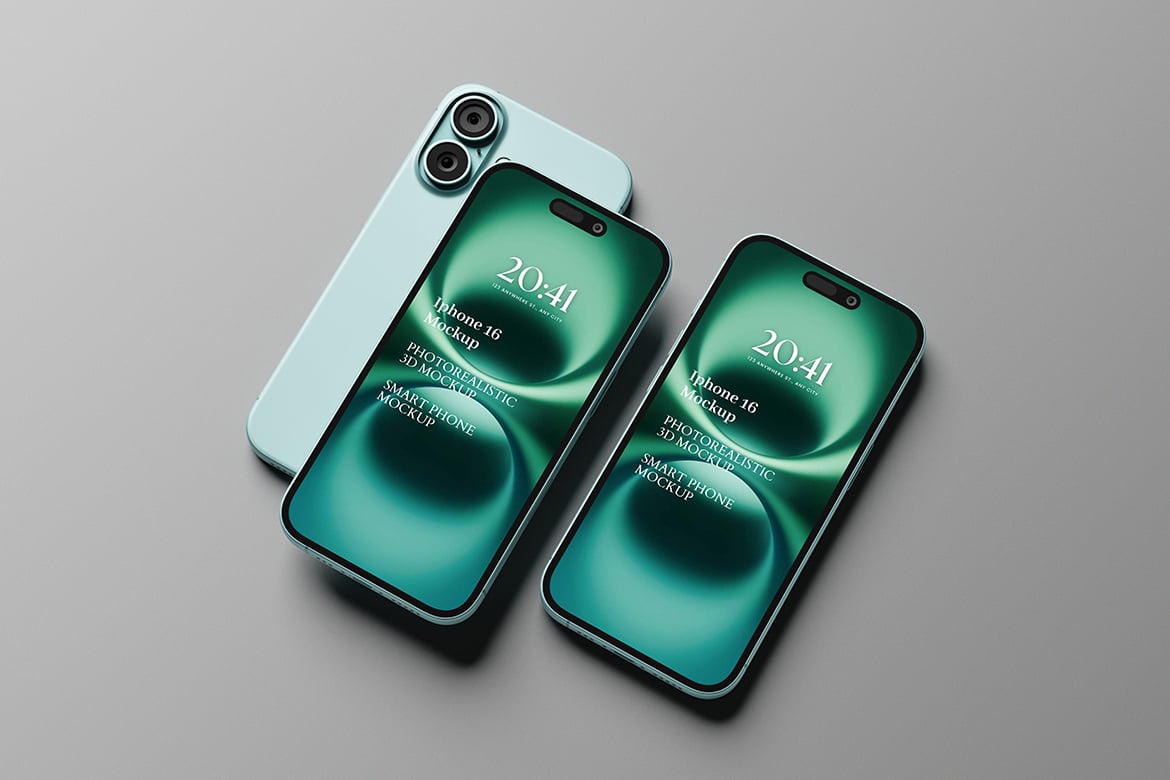iPhone 16概念设计屏幕样机 Iphone 16 Mockup插图1 iPhone 16概念设计屏幕样机 Iphone 16 Mockup