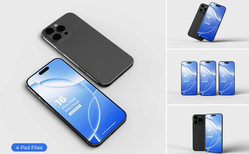 iPhone 16 Pro Max屏幕UI样机模型  iPhone 16 Pro Max Mockup