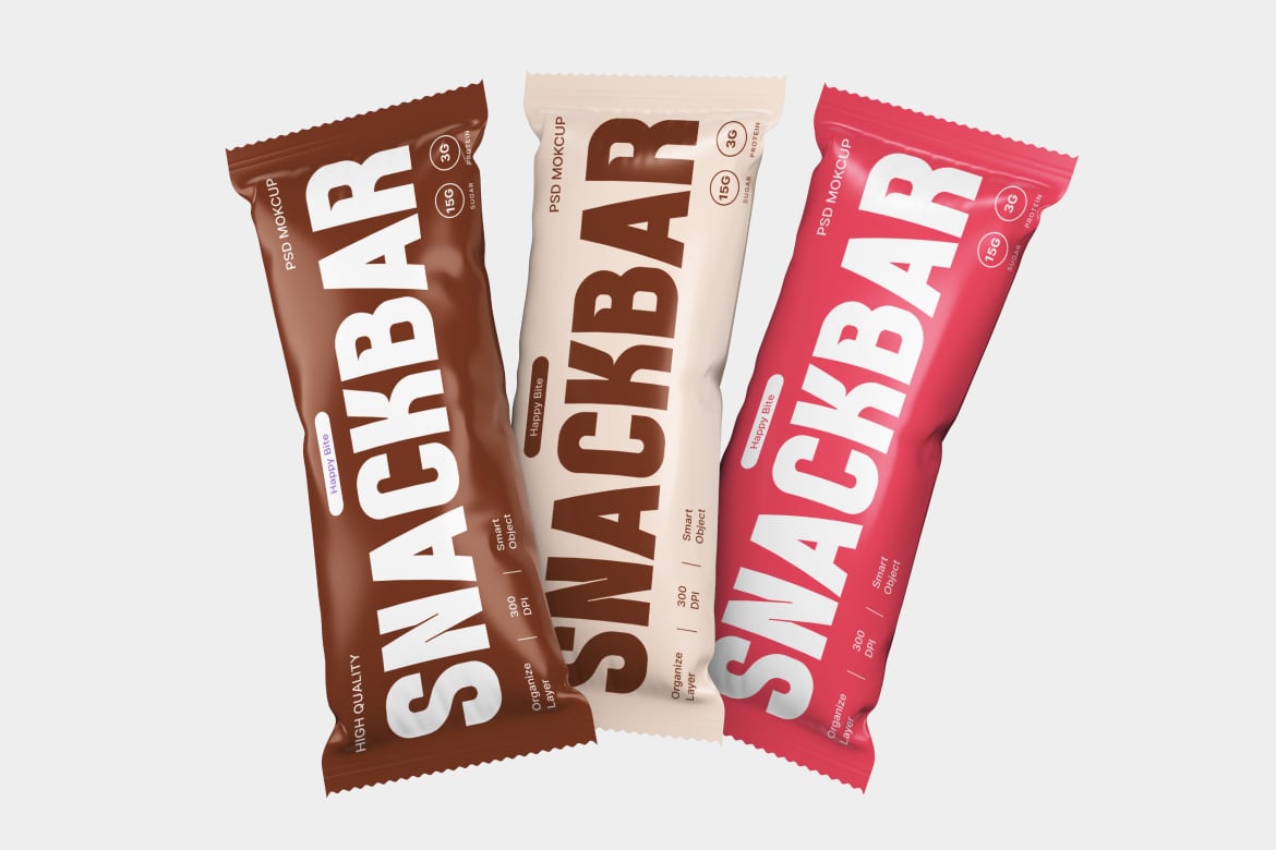 零食能量棒食品包装样机 Snack Bar Mockup插图1 零食能量棒食品包装样机 Snack Bar Mockup