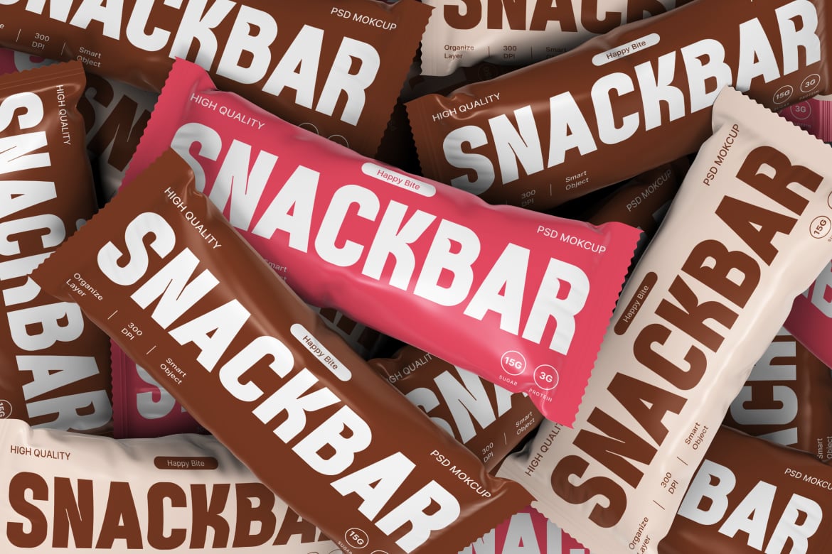 零食能量棒食品包装样机 Snack Bar Mockup插图3 零食能量棒食品包装样机 Snack Bar Mockup