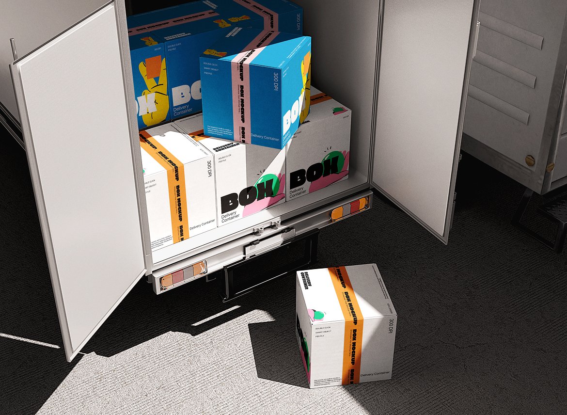 物流快递箱样机素材 Delivery Box Mockup插图1 物流快递箱样机素材 Delivery Box Mockup