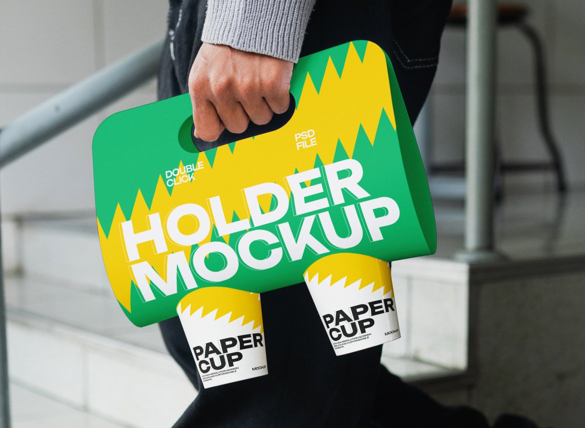饮料杯托架展示样机 Cup Holder Mockup插图1 饮料杯托架展示样机 Cup Holder Mockup
