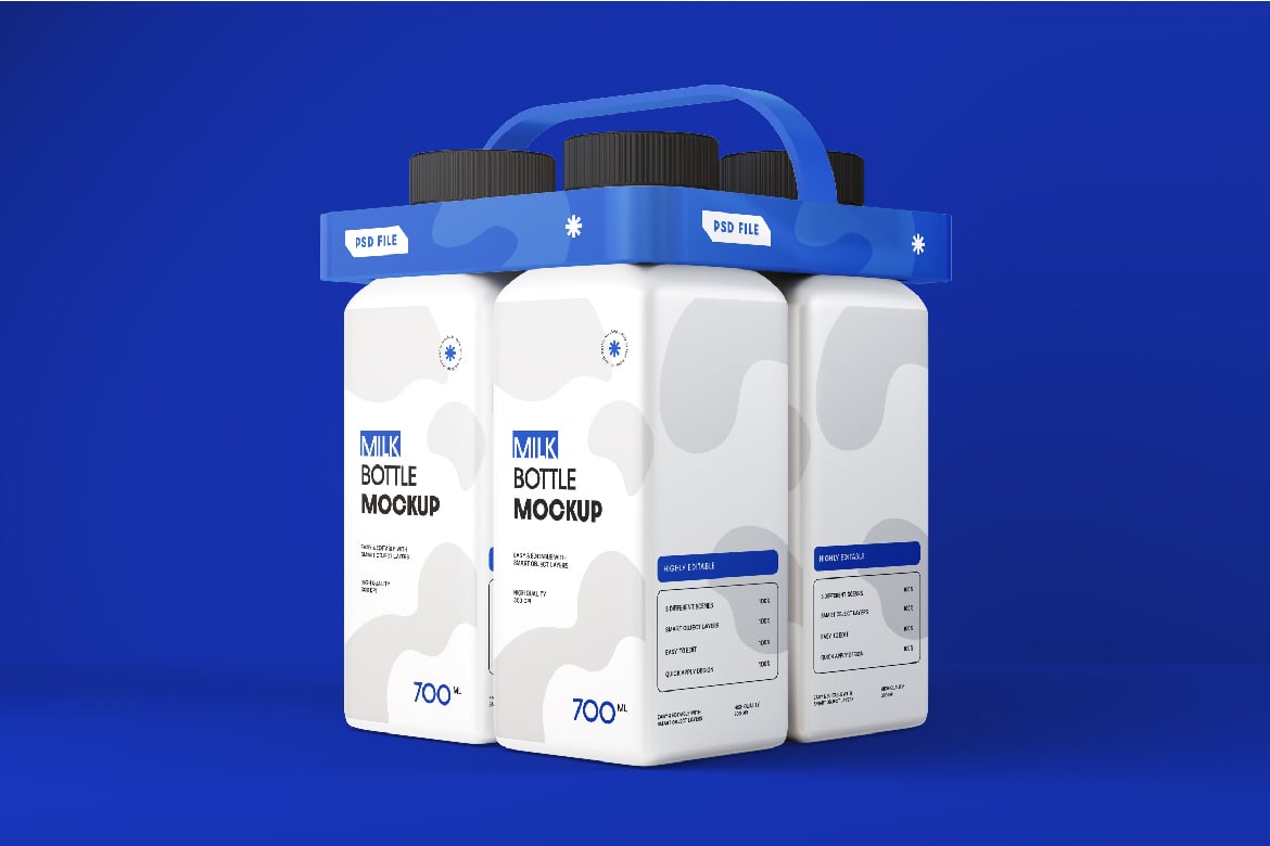 牛奶瓶乳制品样机素材 Milk Bottle Mockup插图1 牛奶瓶乳制品样机素材 Milk Bottle Mockup