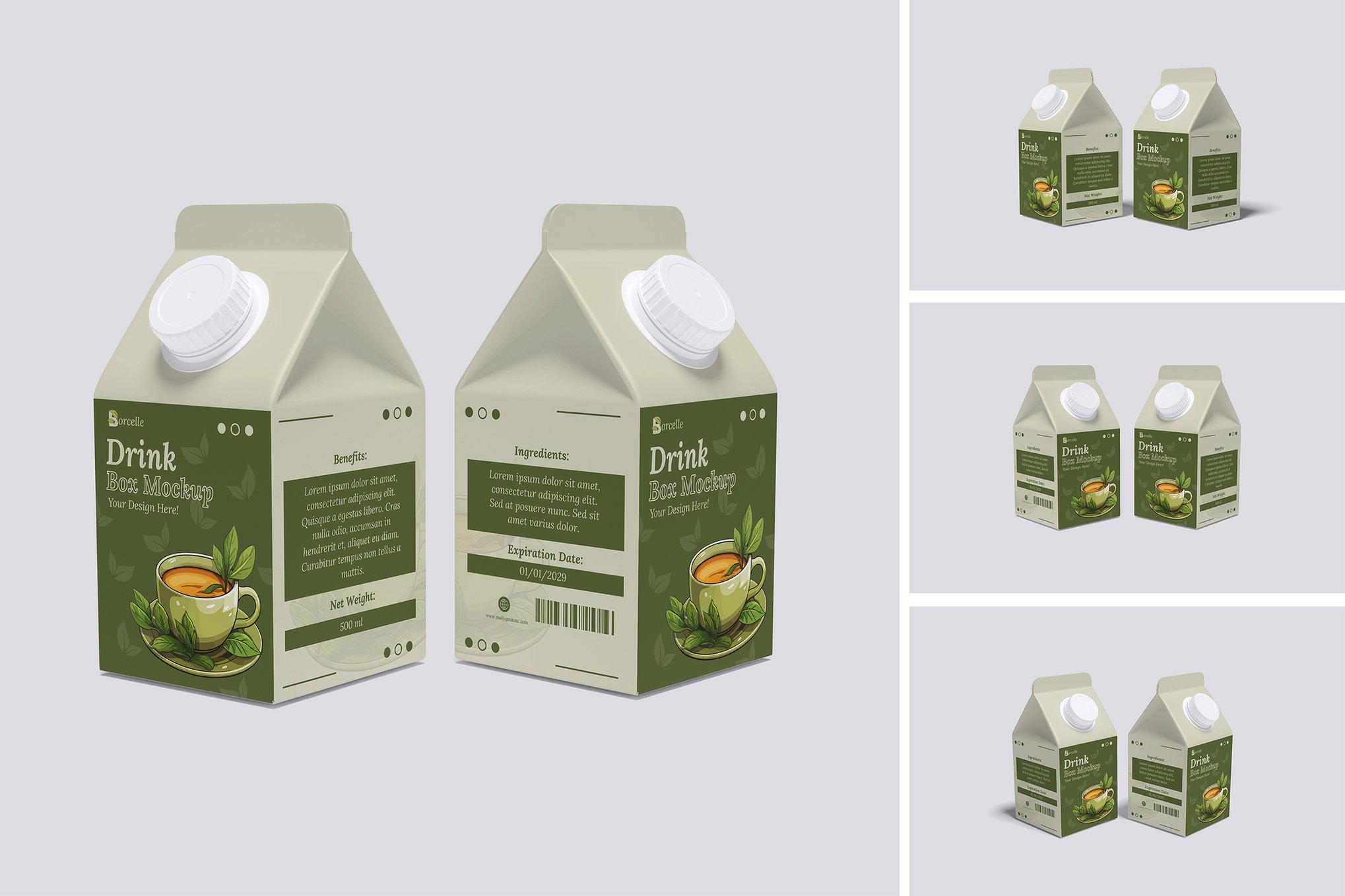 饮品利乐包饮料盒样机 Drink Box Mockup插图 饮品利乐包饮料盒样机 Drink Box Mockup