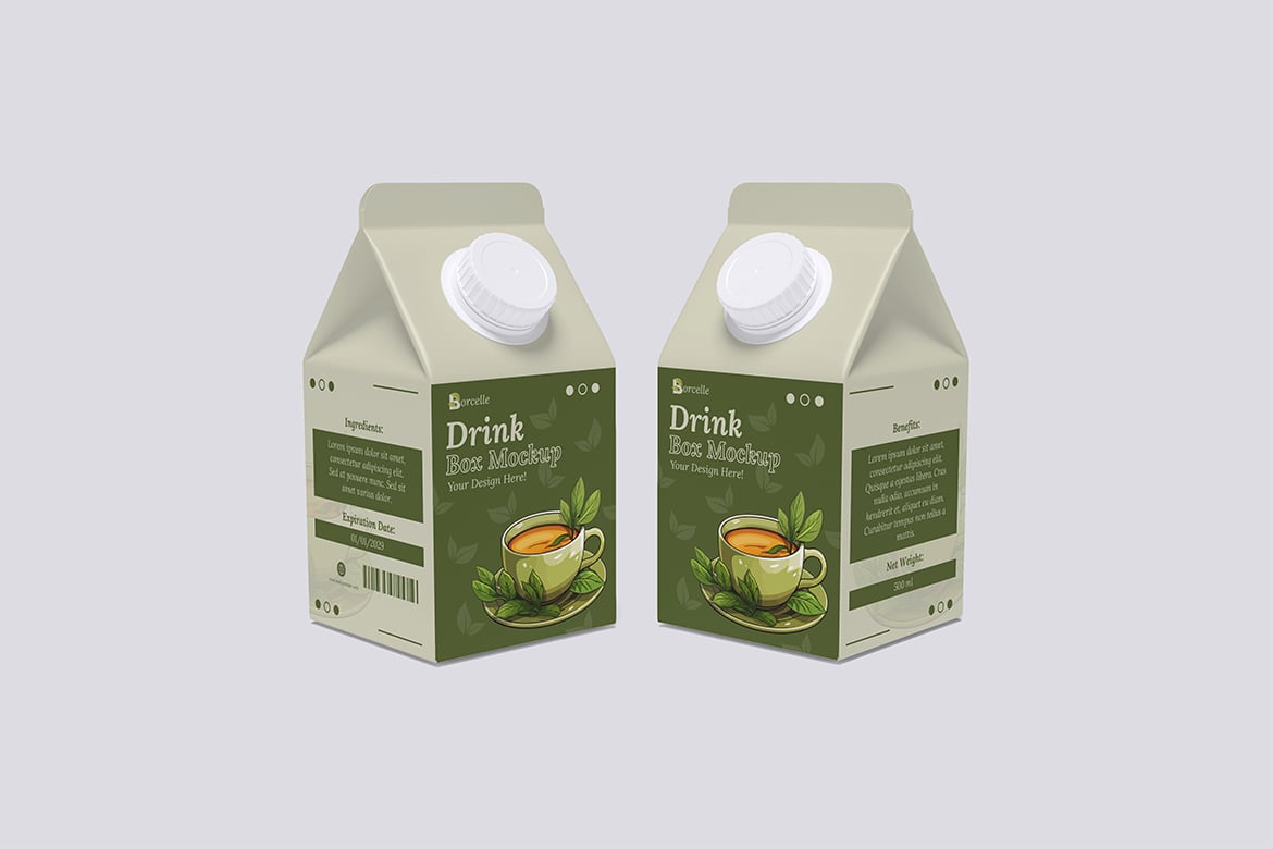 饮品利乐包饮料盒样机 Drink Box Mockup插图2 饮品利乐包饮料盒样机 Drink Box Mockup