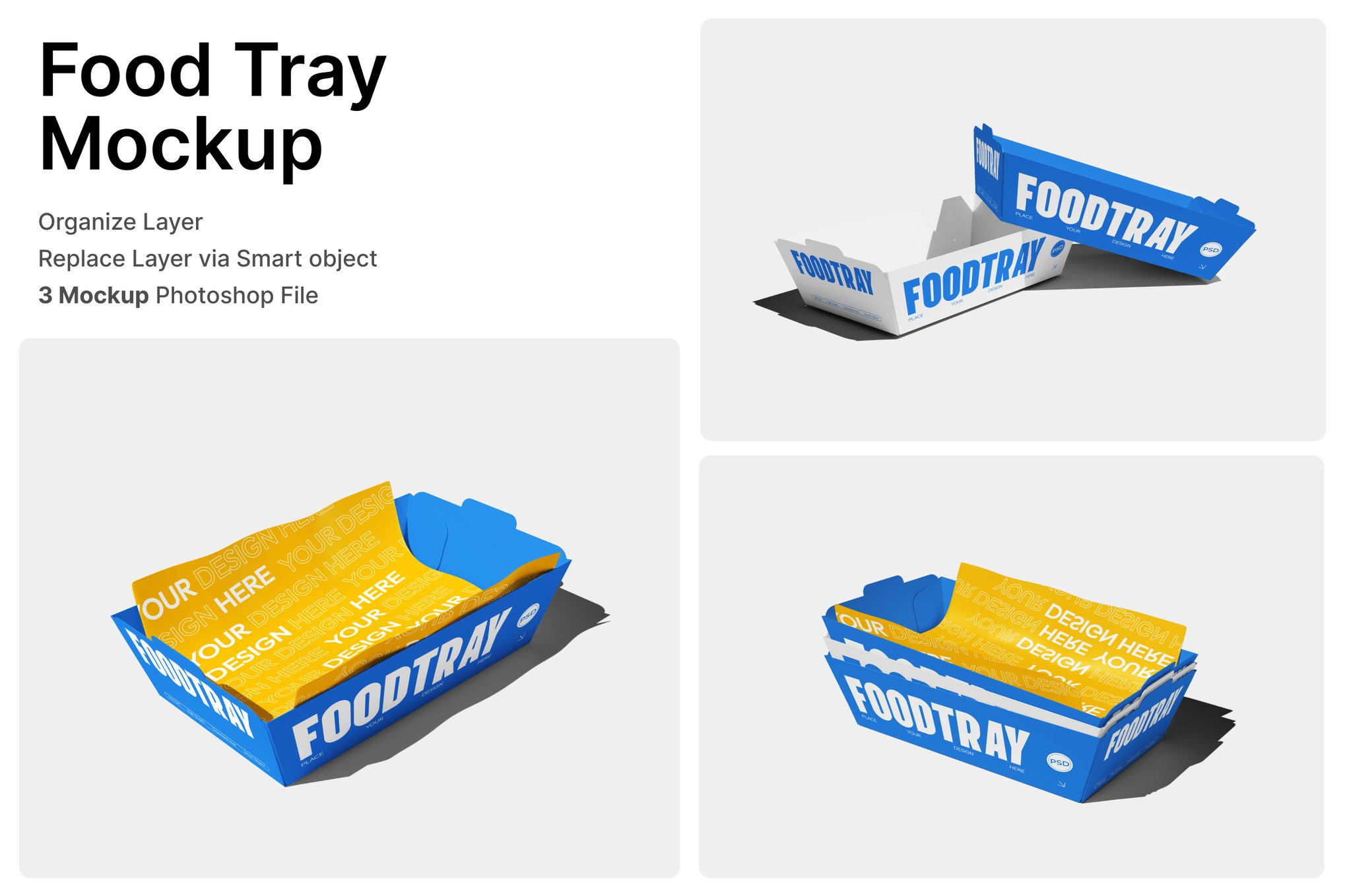 快餐外卖食品托盘包装设计样机 Food Tray Mockup插图 快餐外卖食品托盘包装设计样机 Food Tray Mockup