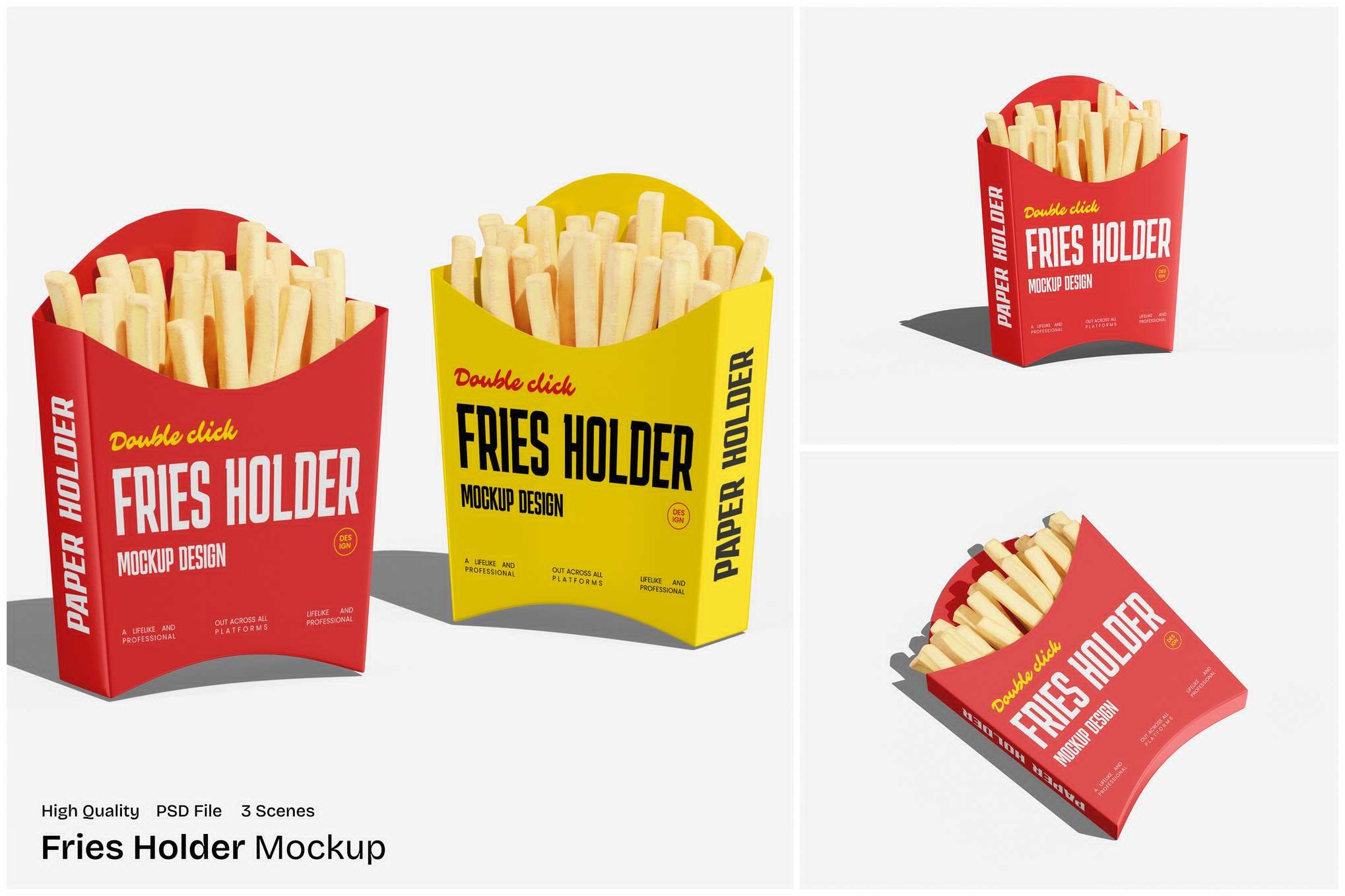 薯条食品包装纸锥形袋展示样机 French Fries Food Safe Paper Mockup插图 薯条食品包装纸锥形袋展示样机 French Fries Food Safe Paper Mockup