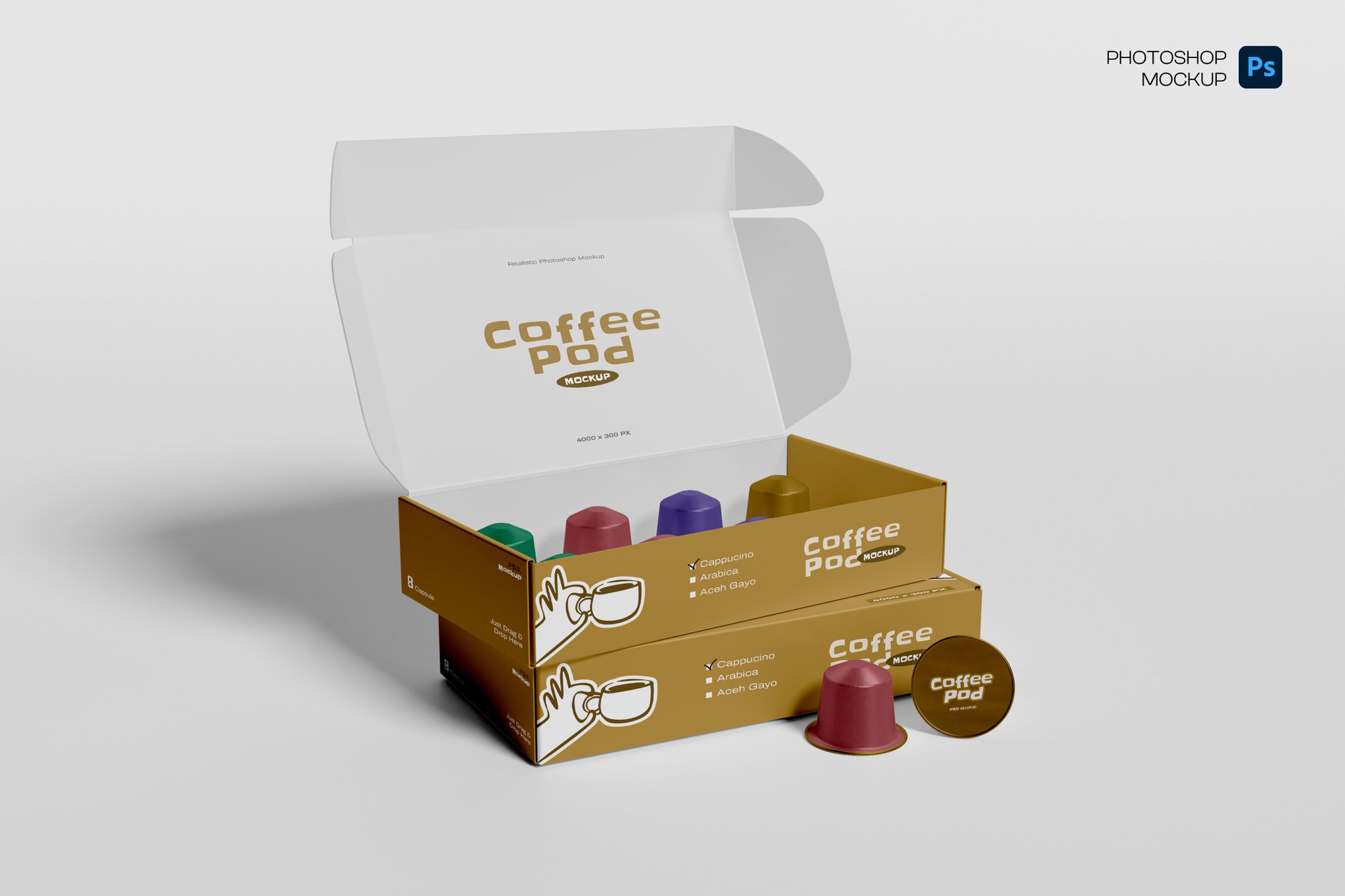 咖啡胶囊Pod铝箔包装设计样机 Coffee Pod Mockup插图 咖啡胶囊Pod铝箔包装设计样机 Coffee Pod Mockup