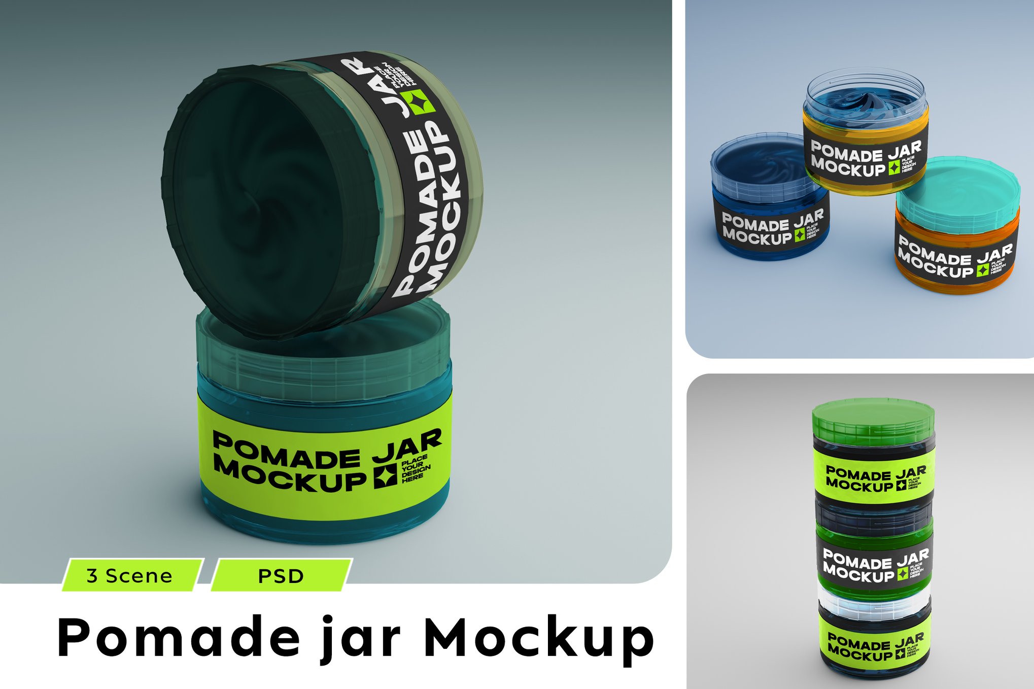 发膏乳霜罐装包装设计样机 Pomade Jar Mockup插图 发膏乳霜罐装包装设计样机 Pomade Jar Mockup