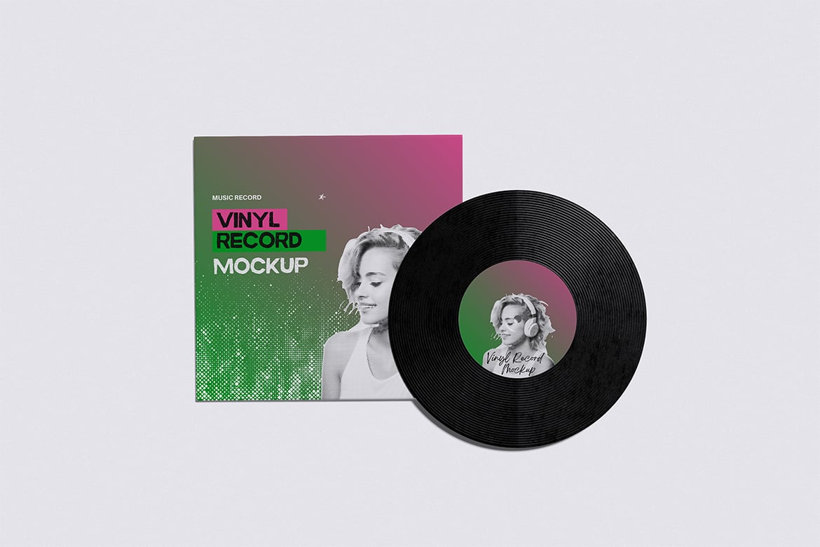 黑胶唱片专辑封面设计样机 Vinyl Record Mockup插图1 黑胶唱片专辑封面设计样机 Vinyl Record Mockup