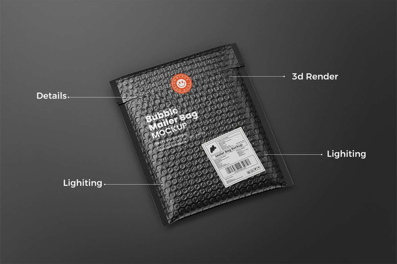 气泡膜快递信封邮寄袋展示样机 Bubble Mailer Bag Mockup插图4 气泡膜快递信封邮寄袋展示样机 Bubble Mailer Bag Mockup