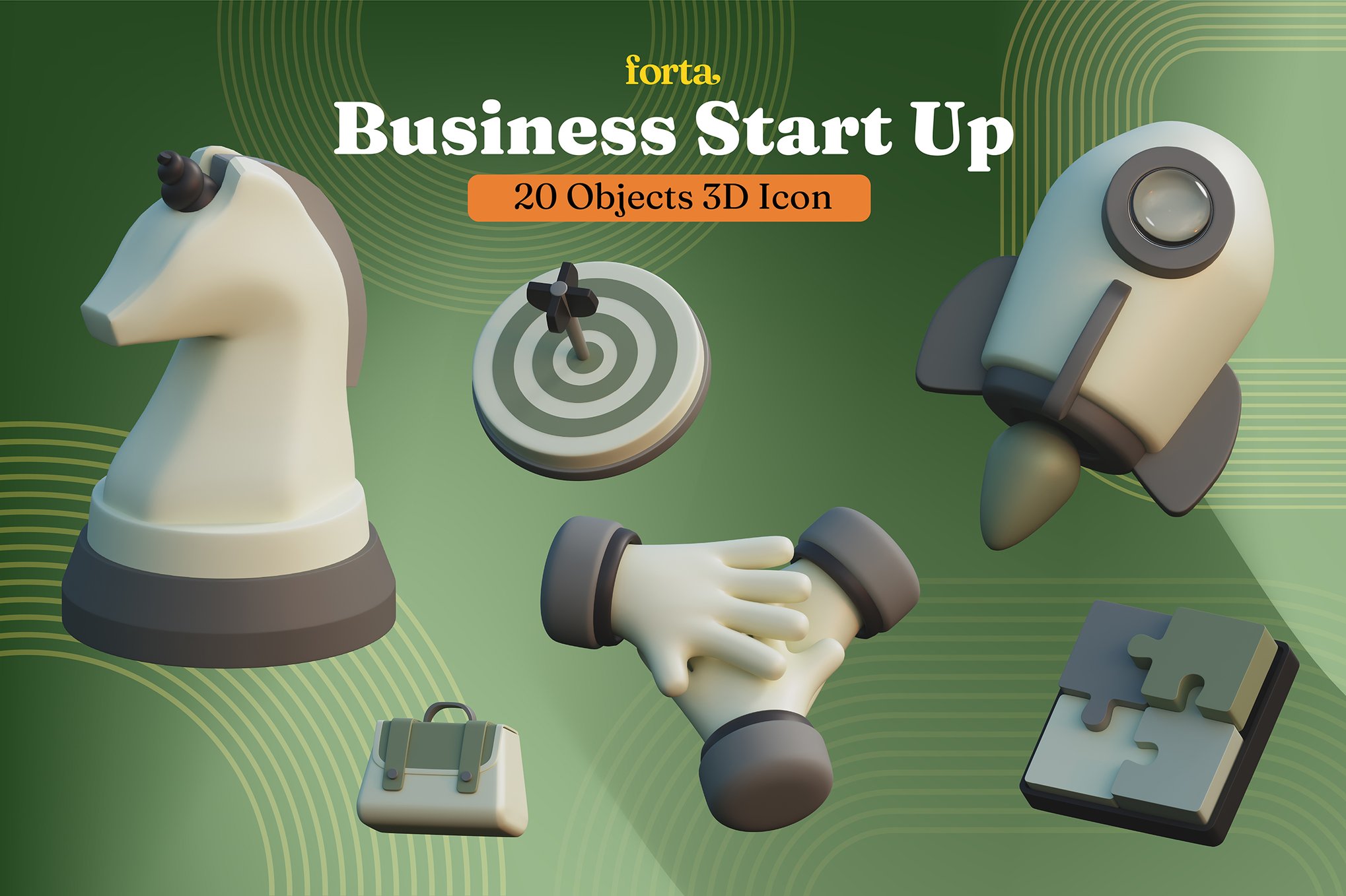 创业启动3D物体模型素材 Business Startup 3D Objects