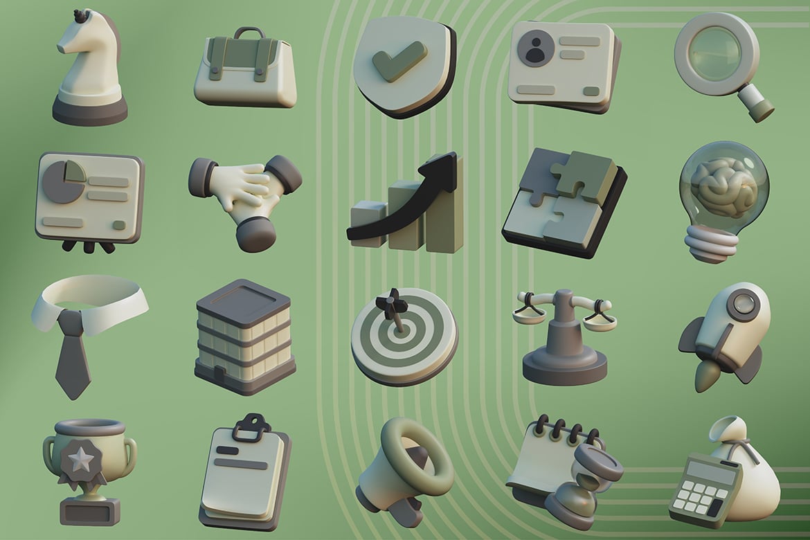 创业启动3D物体模型素材 Business Startup 3D Objects