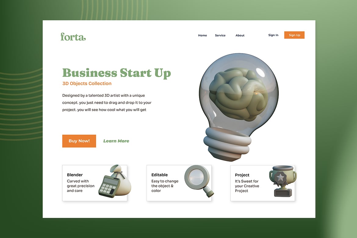 %title插图%num 创业启动3D物体模型素材 Business Startup 3D Objects