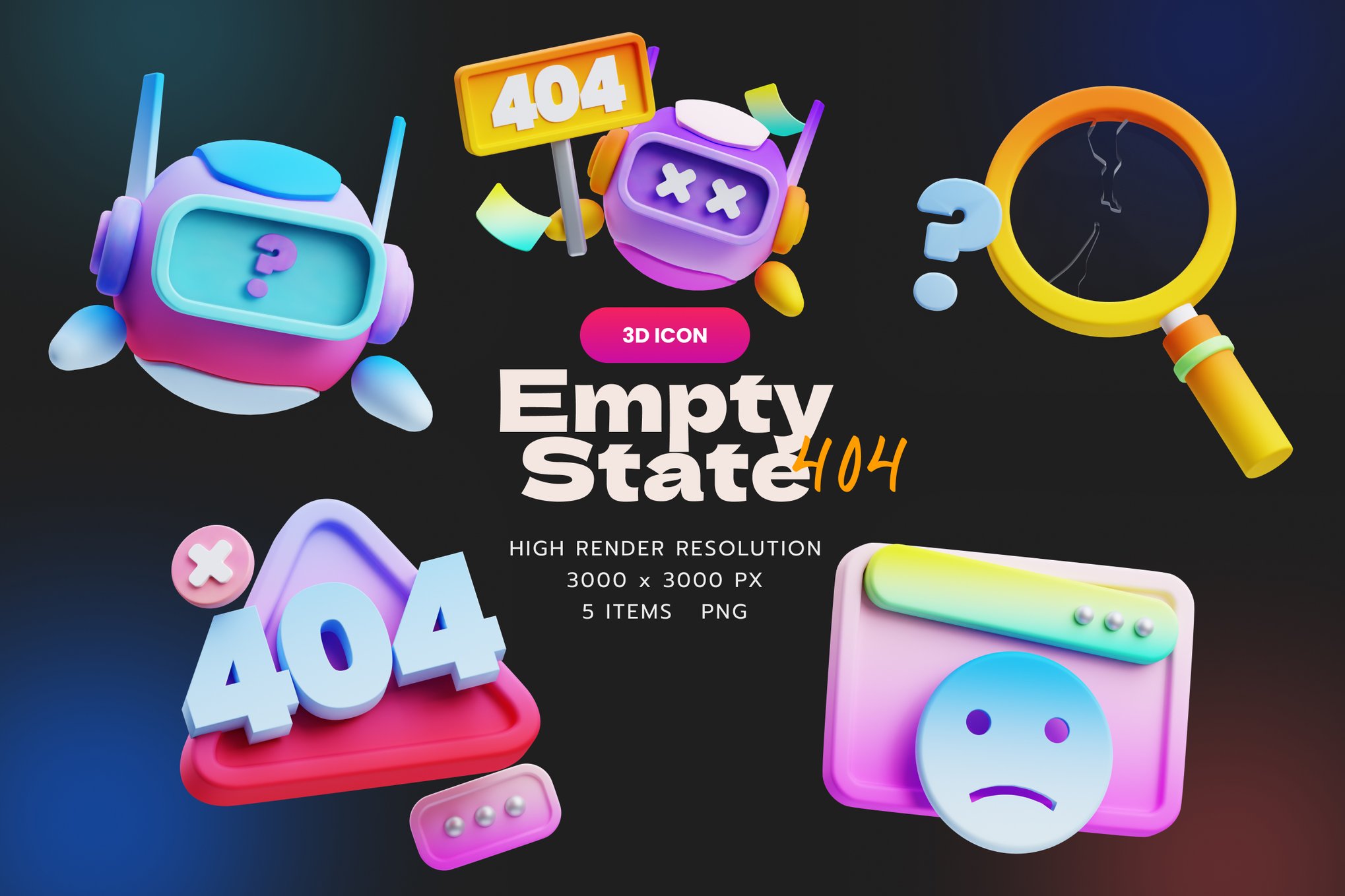 3D空状态插画物体素材 3D Empty State Illustrations Objects