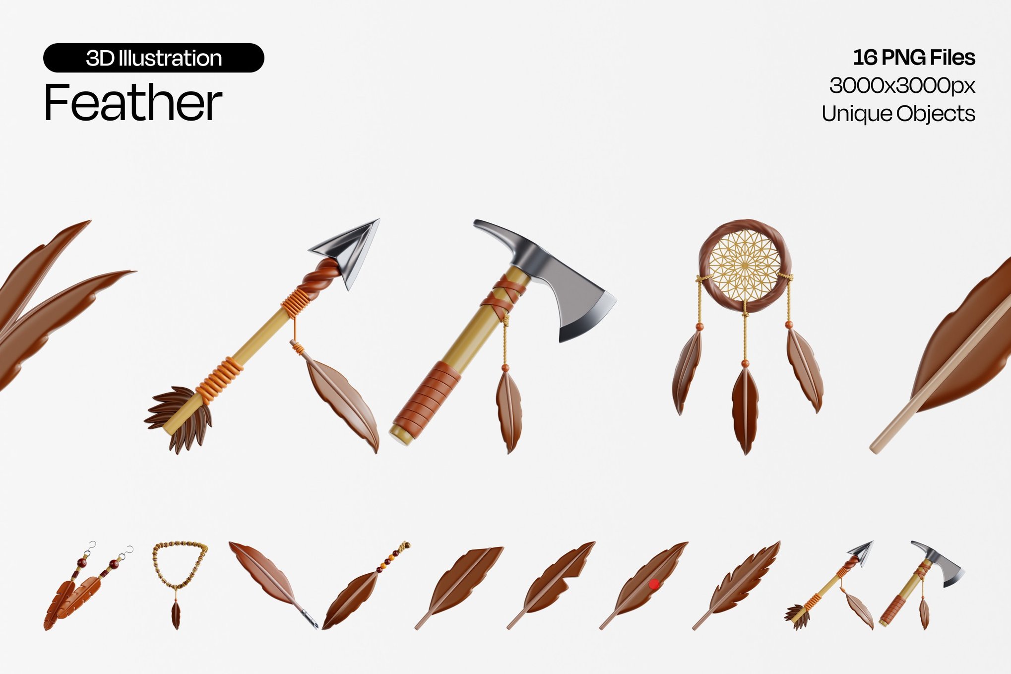 羽毛3D图标套装 Feathers 3D Icon Set插图 羽毛3D图标套装 Feathers 3D Icon Set