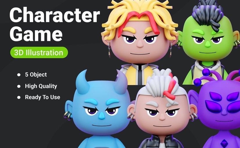 游戏角色3D插画物体素材 Character Game 3D Illustration
