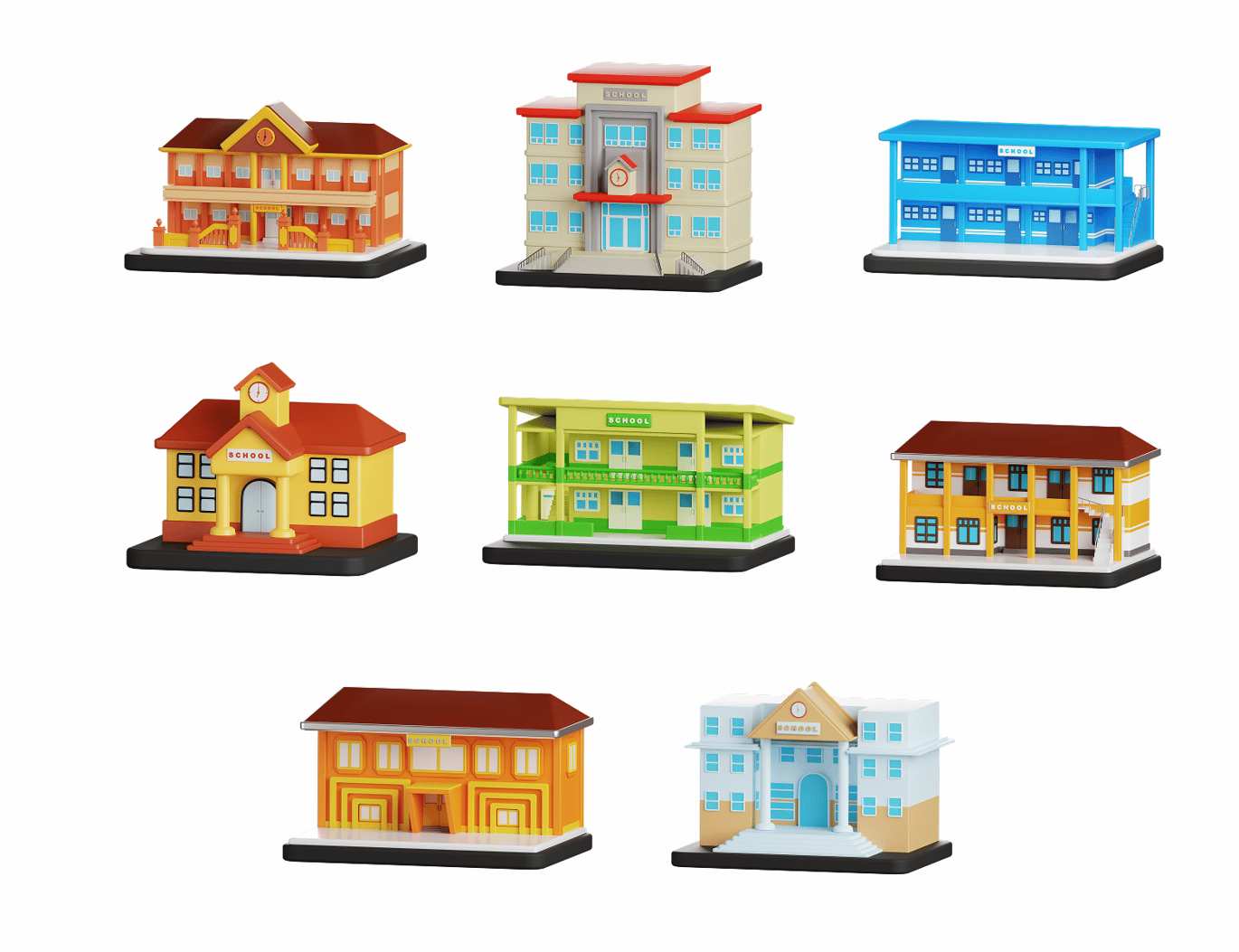 学校建筑3D插画物体素材 School Building 3D Illustration插图2 学校建筑3D插画物体素材 School Building 3D Illustration