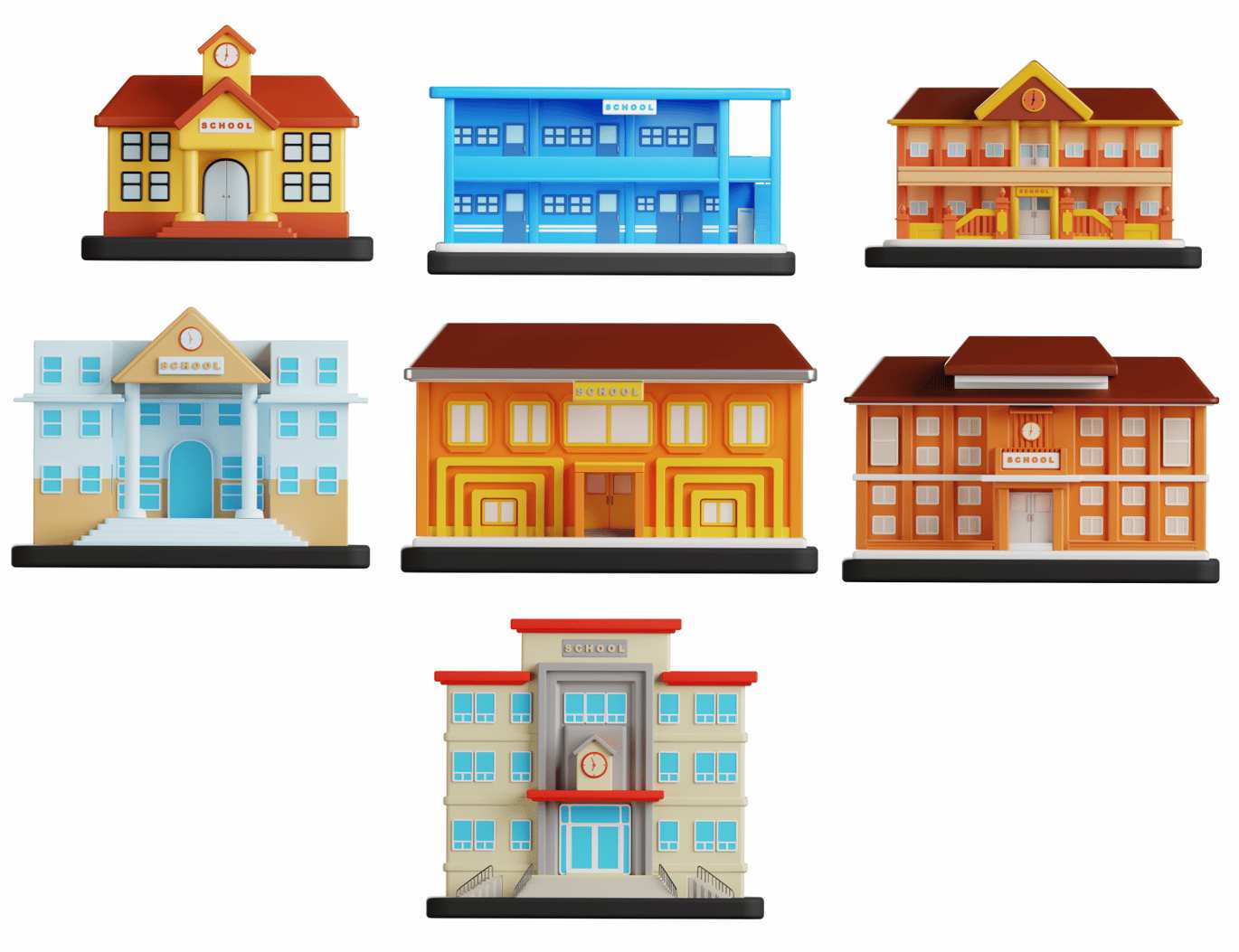 学校建筑3D插画物体素材 School Building 3D Illustration插图3 学校建筑3D插画物体素材 School Building 3D Illustration