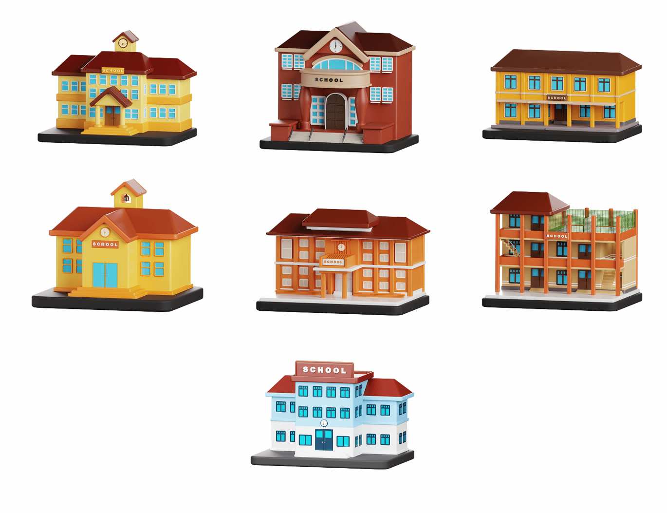 学校建筑3D插画物体素材 School Building 3D Illustration插图4 学校建筑3D插画物体素材 School Building 3D Illustration