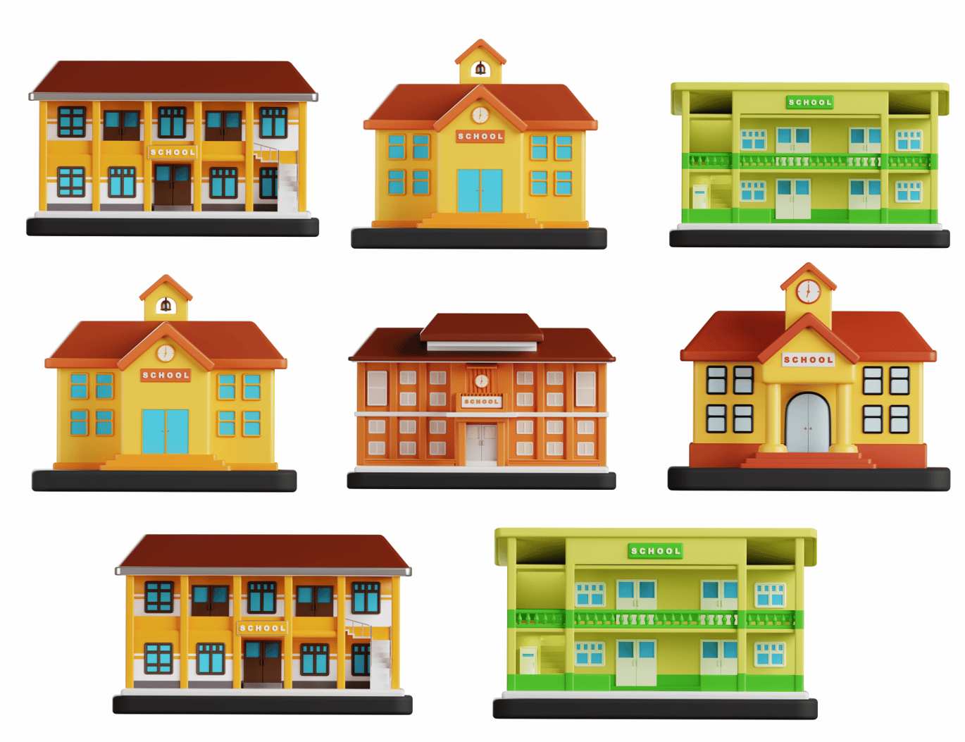 学校建筑3D插画物体素材 School Building 3D Illustration插图1 学校建筑3D插画物体素材 School Building 3D Illustration