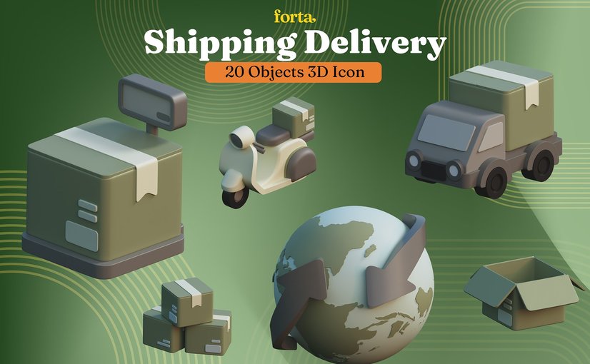 物流运输3D物体素材 Shipping Delivery 3D Objects