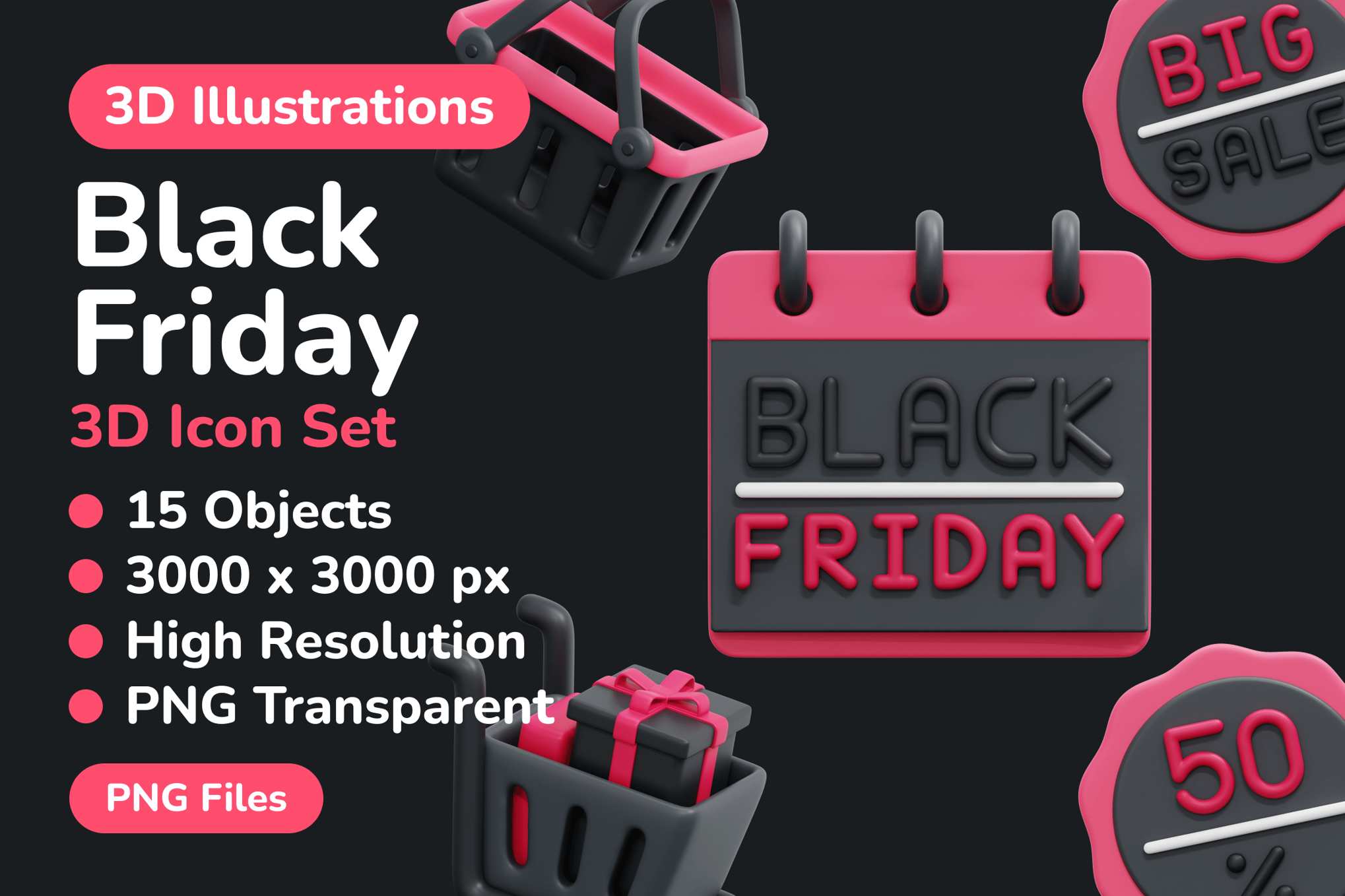 黑色星期五3D图标 Black Friday 3D Icon
