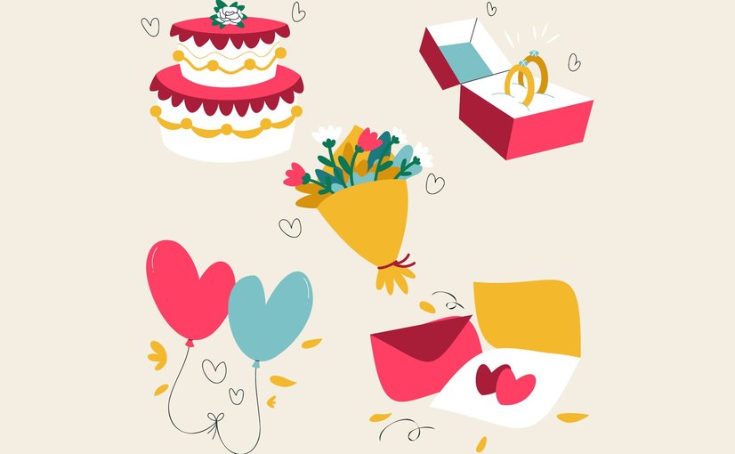婚礼主题用品矢量插画素材合集 Wedding Asset Illustration