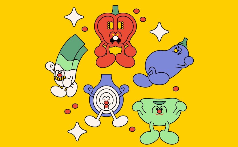 蔬菜卡通角色插画素材集 Vegetables Character Asset Illustration