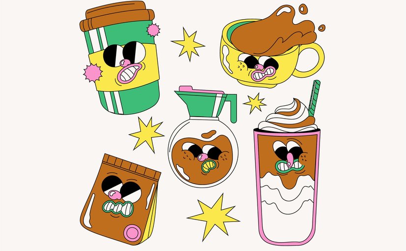 咖啡主题角色插画素材 Coffee Character Asset Illustration