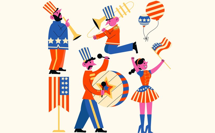 美国国庆游行主题元素插画 4th Of July Parade Asset Illustration