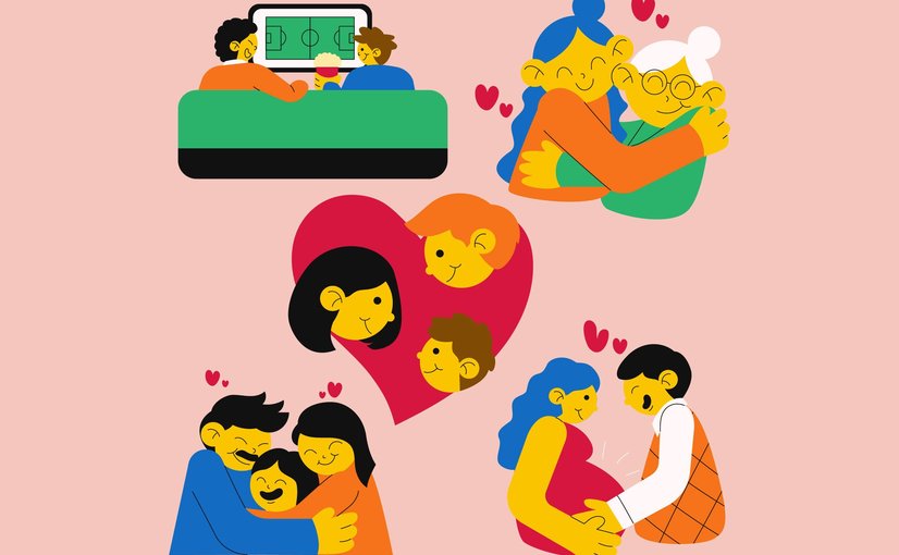 家庭与孩童温馨场景插画 Family Asset Illustration