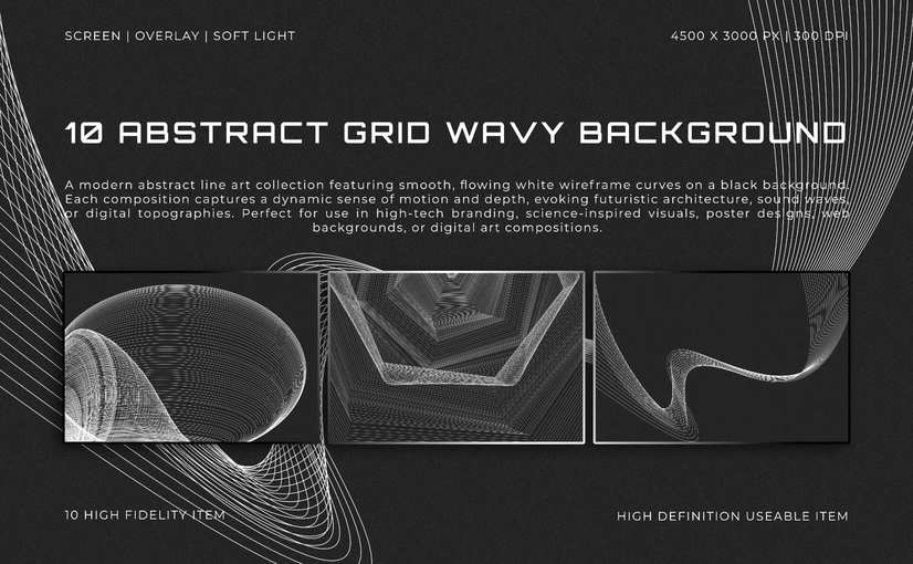 抽象网格波浪背景系列 Abstract Grid Wavy Backgrounds