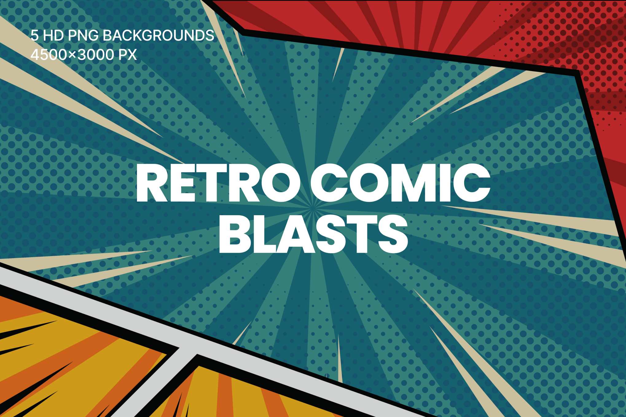 复古漫画爆炸效果背景 Retro Comic Blasts_ Backgrounds ft