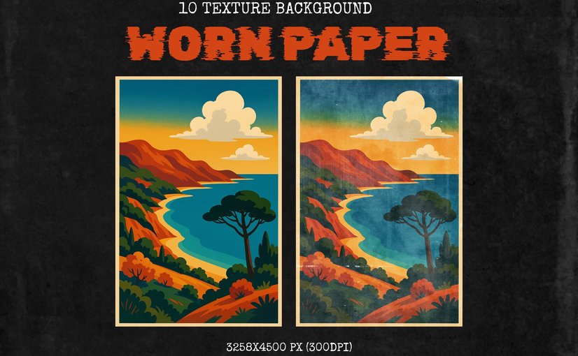 10款复古磨损纸张纹理 Worn Paper Textures